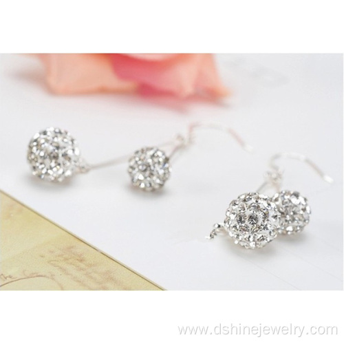 Drop Earrings Silver Shamballa Earring With Shiny Stones